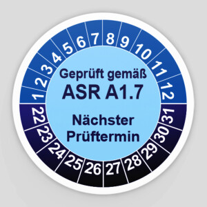 Pr&uuml;fplaketten ASR A1.7