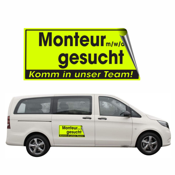 Monteur gesucht Neongelber Aufkleber