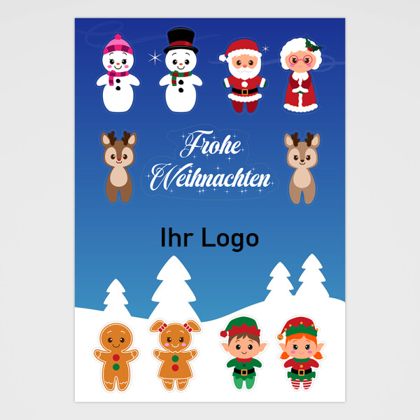 Stickerbogen "Frohe Weihnachten" mit ihrem Logo