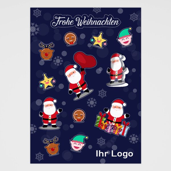 Stickerbogen "Santa Claus" mit Logo drucken