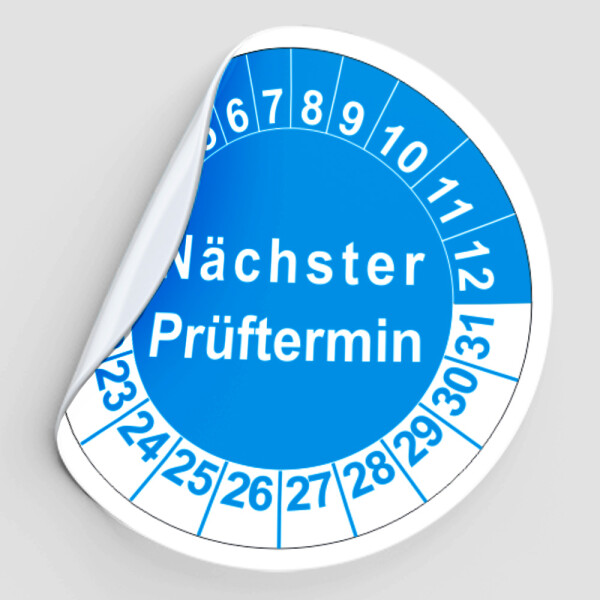 Mehrjahresprüfplaketten 80 x 25 mm Kabelprüfplakette Rollen mit 60 Plaketten Hellblau