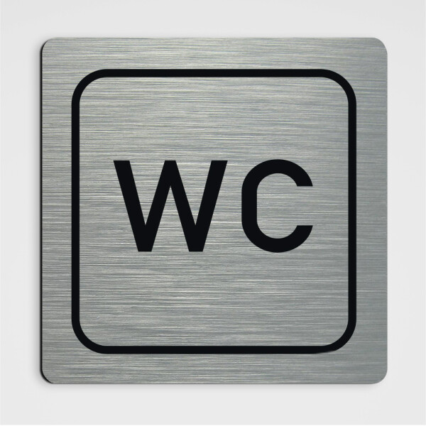 WC Hinweisschild WC Gender neutral - edler gebürsteter Alu-Look 20 x20 cm Aluminium Verbund Platte 3 mm Variante 2