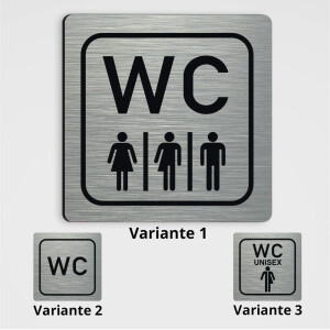 WC Hinweisschild WC Gender neutral - edler geb&uuml;rsteter Alu-Look 20 x20 cm Aluminium Verbund Platte 3 mm Variante 2