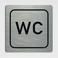 WC Hinweisschild WC Gender neutral - edler geb&uuml;rsteter Alu-Look 20 x20 cm Aluminium Verbund Platte 3 mm Variante 2