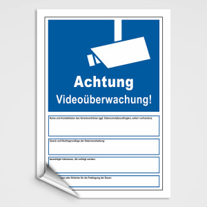 Video&uuml;berwachung Schild nach Art.13 DSGVO Hinweispflichten der Datenschutzgrundverordnung