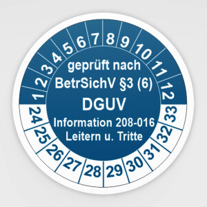 Pr&uuml;fplakette gepr&uuml;ft nach BetrSichV &sect;3 (6) DGUV