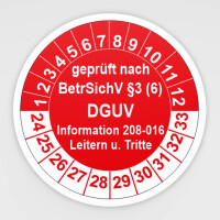 Prüfplakette geprüft nach BetrSichV §3 (6)...