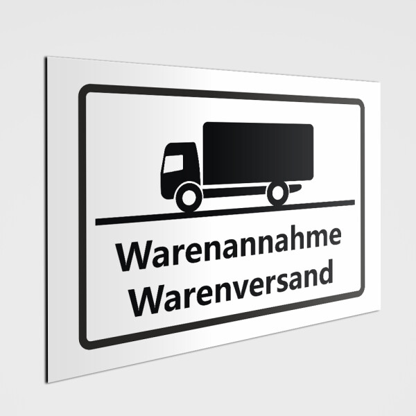 Warenannahme Warenversand Schild 30 x 20 cm, stabiles 3 mm Hart PVC Schild für den langfristigen Außeneinsatz, UV beständig