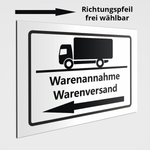 Warenannahme Schild mit optionalem Richtungspfeil