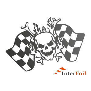 Autoaufkleber Racing Flags Skull