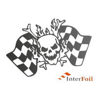 Autoaufkleber Racing Flags Skull