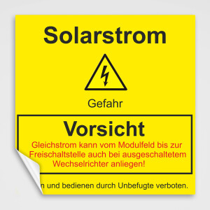 Achtung Solarstrom - Aufkleber