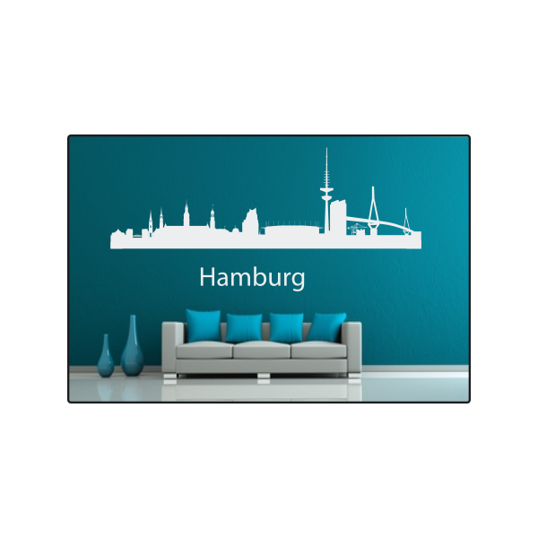 Wandtattoo "Stadt Skyline Städteskyline Silhouette HAMBURG"