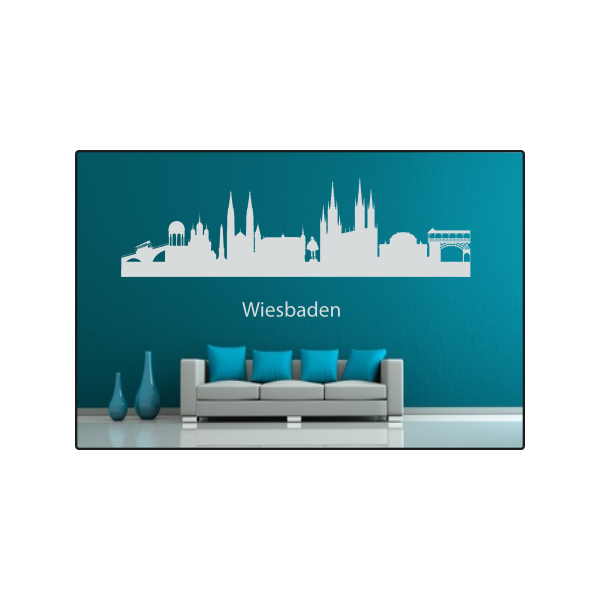 Wandtattoo "Stadt Skyline Städteskyline Silhouette WIESBADEN"