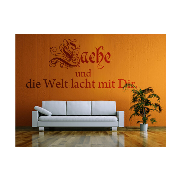 Wandtattoo Bad "Lache und die Welt..."