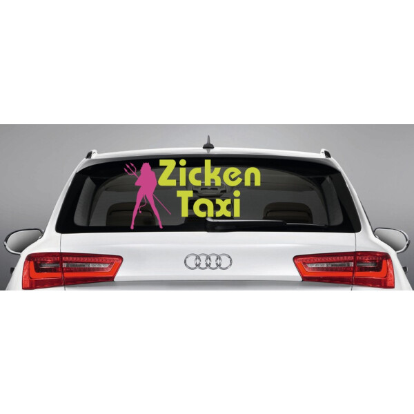 Aufkleber Auto-Sticker "Zickentaxi" zweifarbig für Heckscheiben