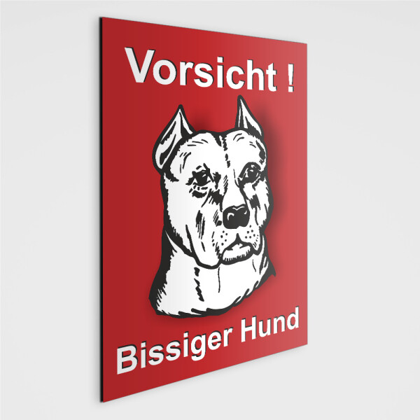 Bullterrier Schild - Vorsicht Bissiger Hund!