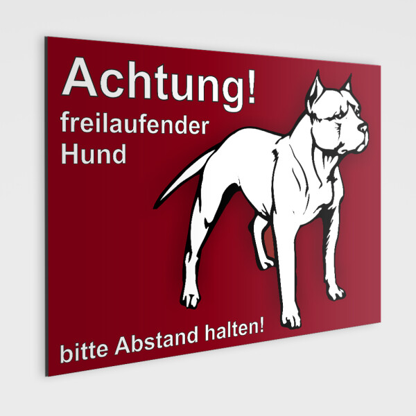 Pitbull Schild - Achtung! freilaufende Hunde