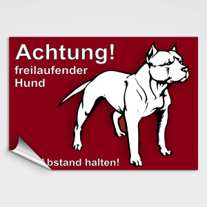 Pitbull Schild - Achtung! freilaufende Hunde