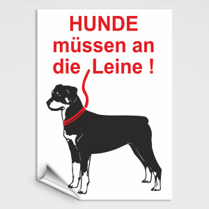 Schild - Hunde m&uuml;ssen an die Leine!