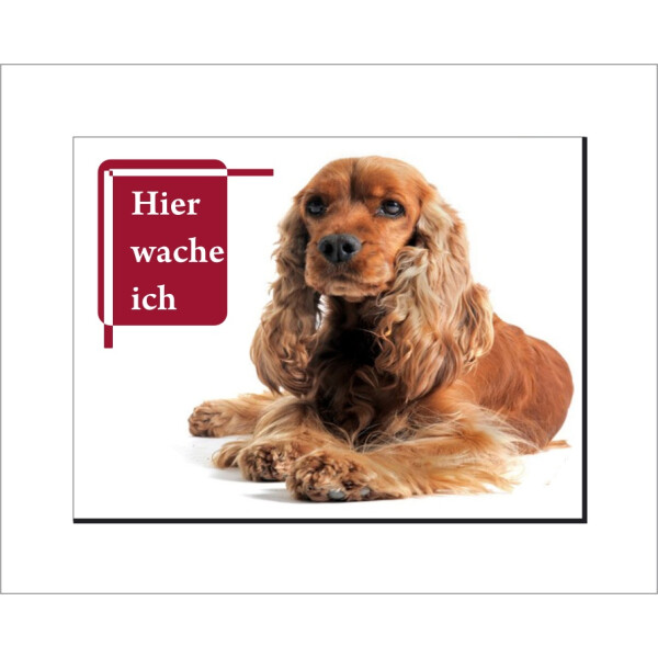 Cocker Spaniel  Schild - HIER WACHE ICH!