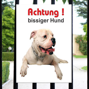 Schild - Achtung bissiger Hund! American Bulldog