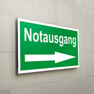 Notausgang rechts Schild  - Fluchtwege