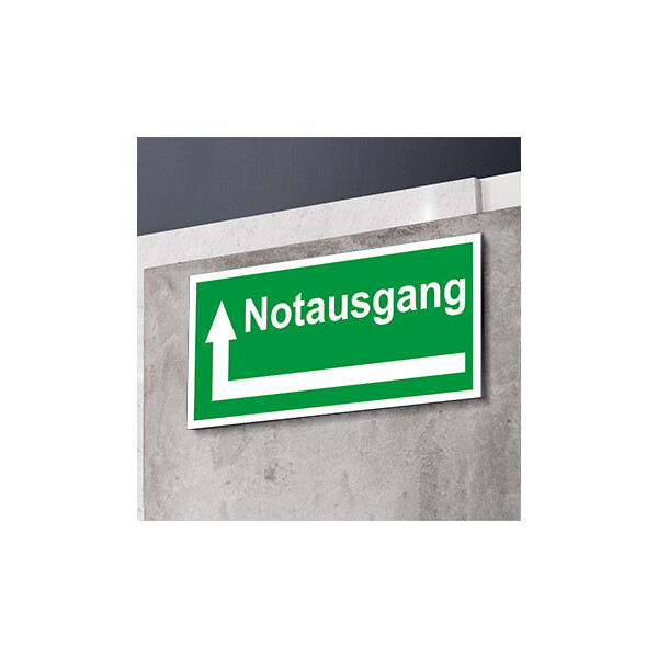 Notausgang rechts abbiegen Schild  - Fluchtwege