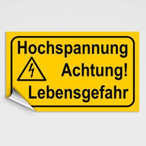 Gefahrenhinweis Schild, Warnaufkleber - Vorsicht Hochspannung!