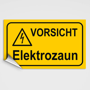 Gefahrenhinweis Schild, Warnaufkleber - Vorsicht Elektrozaun!