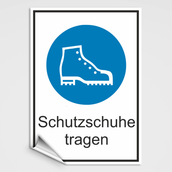 Hinweis Schild, Gefahrenaufkleber - Schutzschuhe tragen