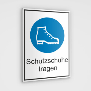 Hinweis Schild, Gefahrenaufkleber - Schutzschuhe tragen