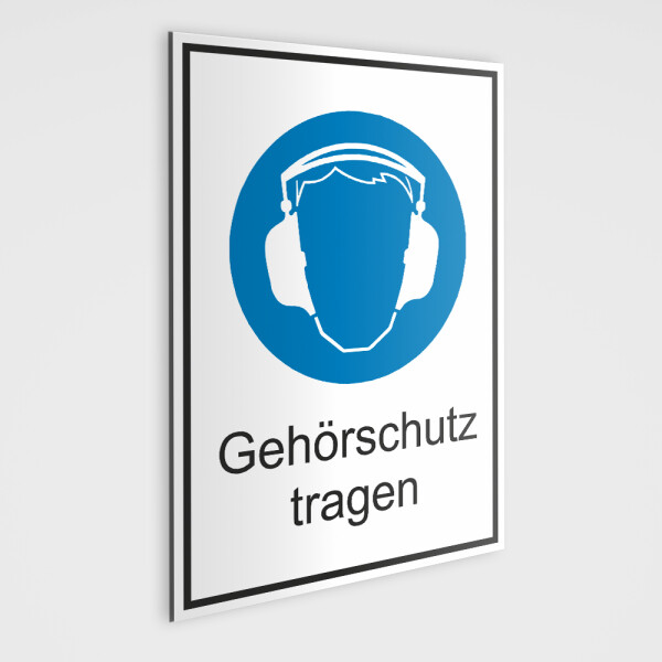 Hinweis Schild, Gefahrenaufkleber - Gehörschutz tragen!