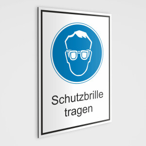 Hinweis Schild, Gefahrenaufkleber - Schutzbrille tragen!