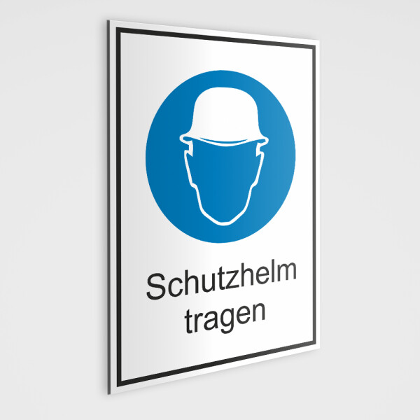 Hinweis Schild, Gefahrenaufkleber -Schutzhelm Stoßkappen tragen!