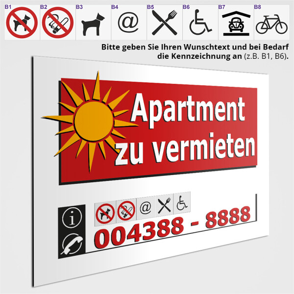 Schild Apartment zu vermieten