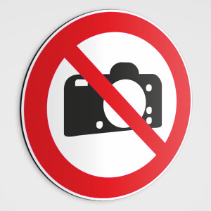 Verboten! Fotografieren verboten! Schild, Fotoverbotsschild!