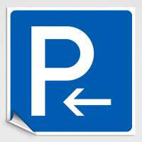 Parkplatz Schild, Parklatz Linkspfeil linksweisend - Aufkleber