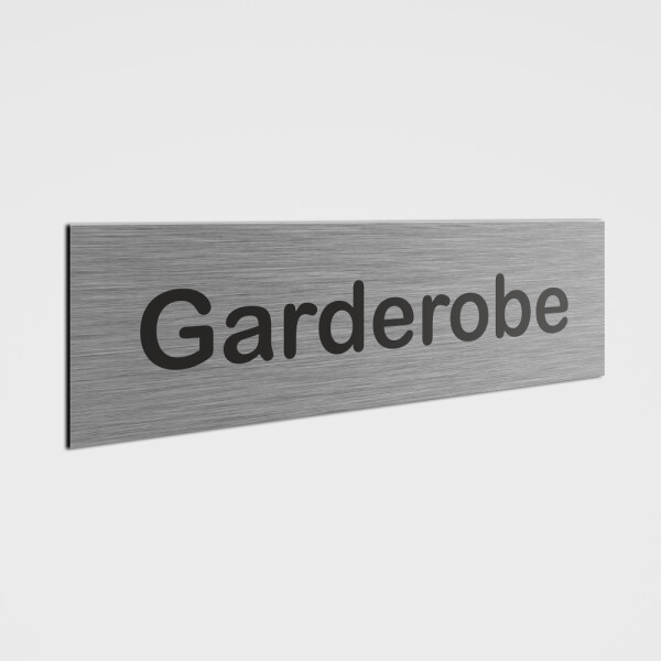 Hinweisschild Garderobe, Garderobenschilder, Aludibond gebürstet