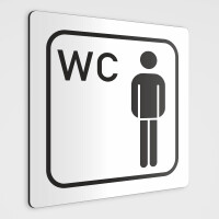 WC Hinweisschild, Herren WC Piktogramm1 aufkleber weiß