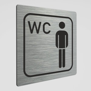 WC Hinweisschild, Herren WC Piktogramm1, Alu silber geb&uuml;rstet