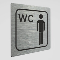 WC Hinweisschild, Herren WC Piktogramm1, Alu silber...