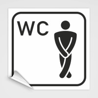 WC Hinweisschild, Herren WC Piktogramm 2 Aufkleber