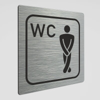 WC Hinweisschild, Herren WC Piktogramm, Alu silber...