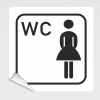 WC Hinweisschild, Damen WC Piktogramm1 aufkleber weiß