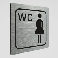 WC Hinweisschild, Damen WC Piktogramm1, Alu silber...