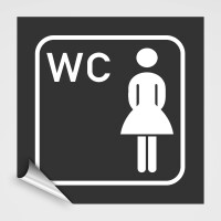 WC Hinweisschild, Damen WC Aufkleber, Pikt.1 Zweifarbig -...