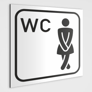 WC Hinweisschild - Damen WC Piktogramm Aufkleber wei&szlig;