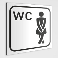 WC Hinweisschild - Damen WC Piktogramm Aufkleber weiß