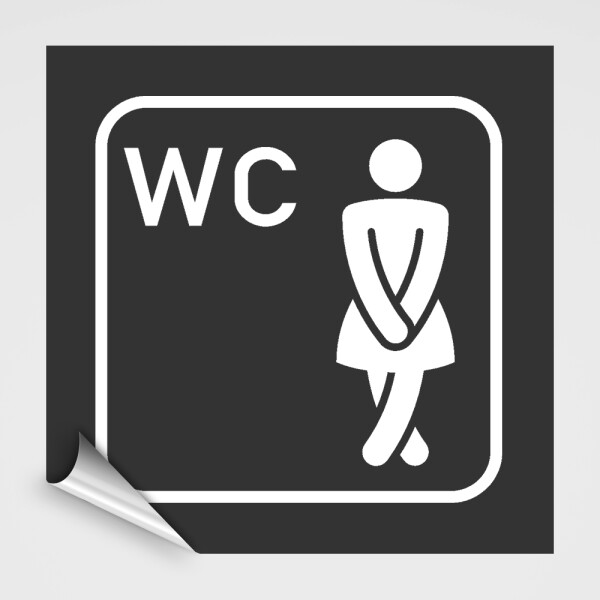 WC Hinweisschild, Damen WC Aufkleber, Pikt.2 Zweifarbig - Anthrazitgrau, Weiß